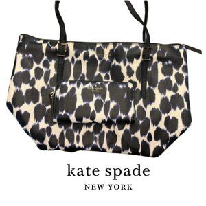 GUC RARE Kate Spade Emma Lane Animal Print Maya Tote SET in "Deep Indigo Multi"